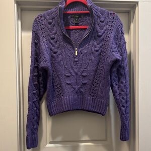 Aqua Purple Cable Knit Sweater